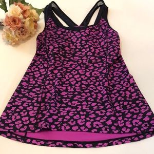 LULULEMON Purple cheetah print tank bra support no cups size 8 no tag